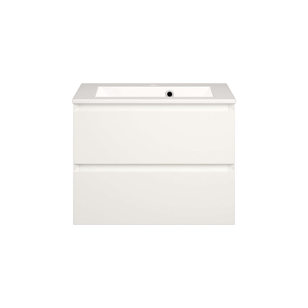 Sleek white bathroom vanity with integrated sink and minimalist design, perfect for modern bathrooms and bathrooms renovation projects.