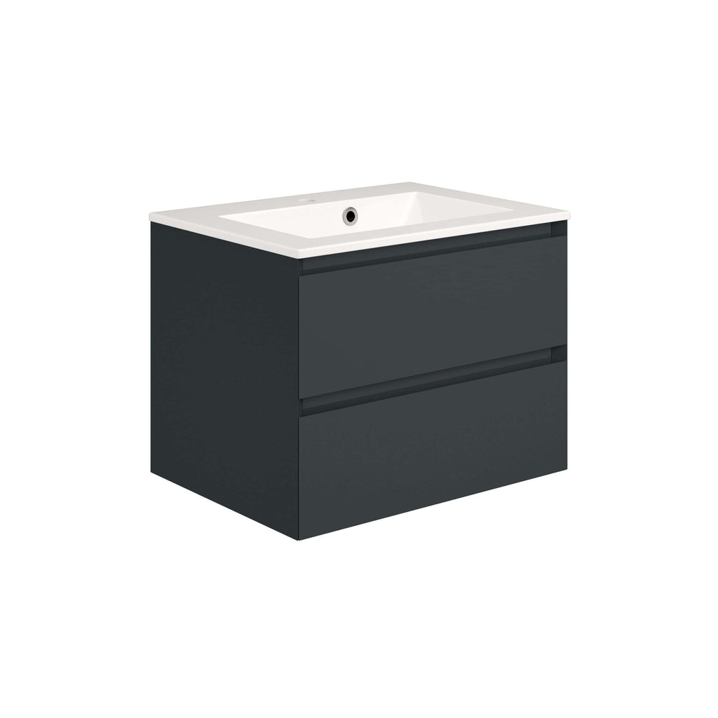 Sleek modern black bathroom vanity with integrated basin for contemporary bathroom design and efficient space utilisation. Perfect for stylish and functional bathroom renovations.