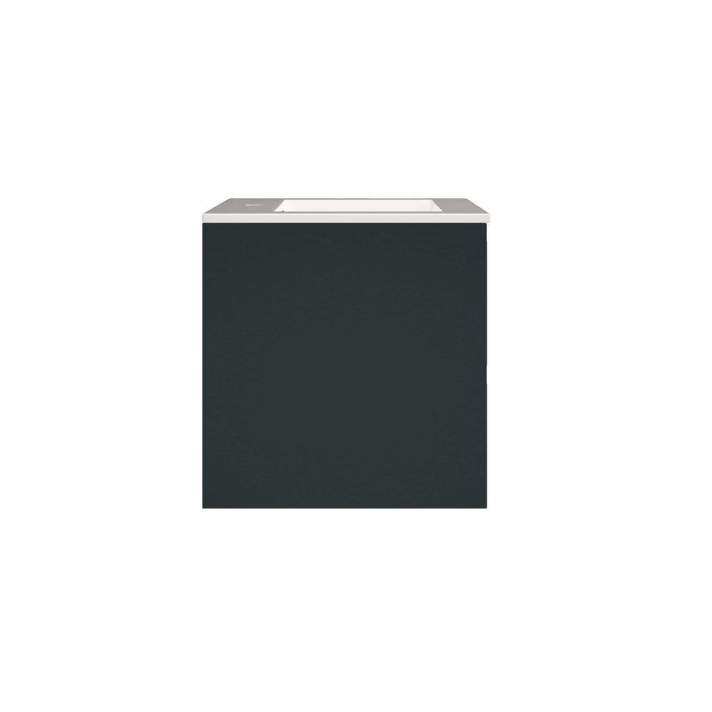 Luxury black bathroom vanity with integrated sink, modern design, perfect for contemporary bathrooms, high-quality construction, sleek finish, and space-saving features.