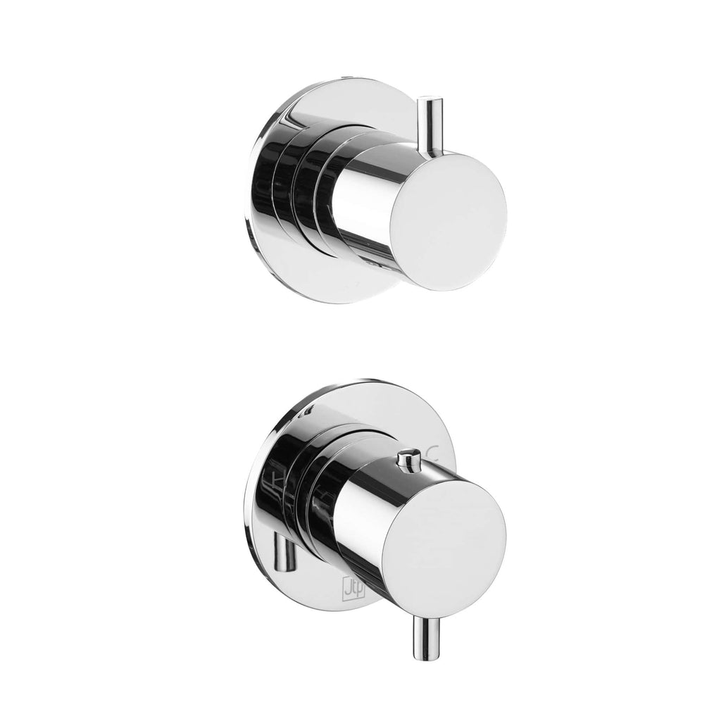 Chrome thermostatic shower mixer valves for modern bathroom aesthetics. High-quality, sleek design perfect for enhancing your Bubly Bathrooms shower installation.