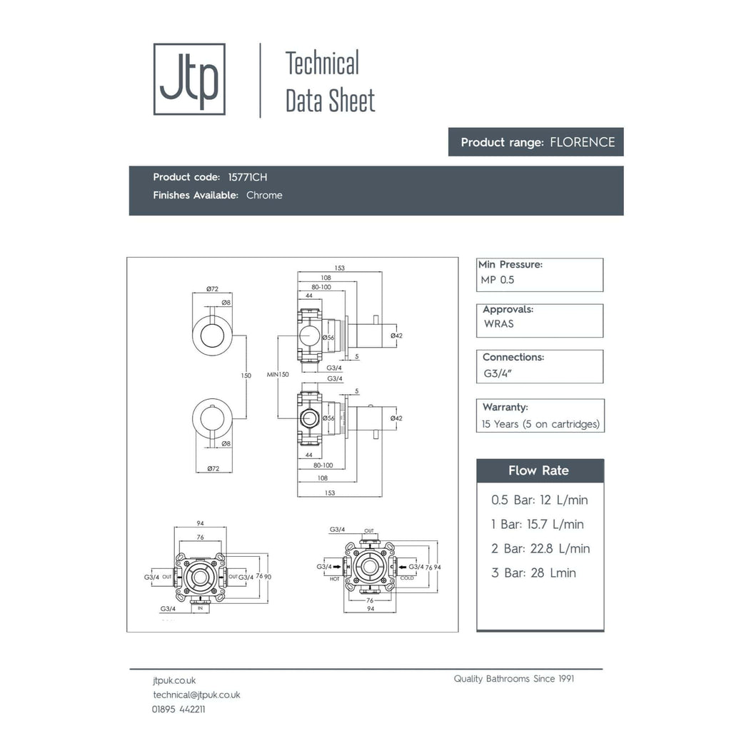 Premium Bubly Bathrooms bathroom mixer tap with chrome finish, featuring detailed technical specifications for modern and stylish bathroom design.