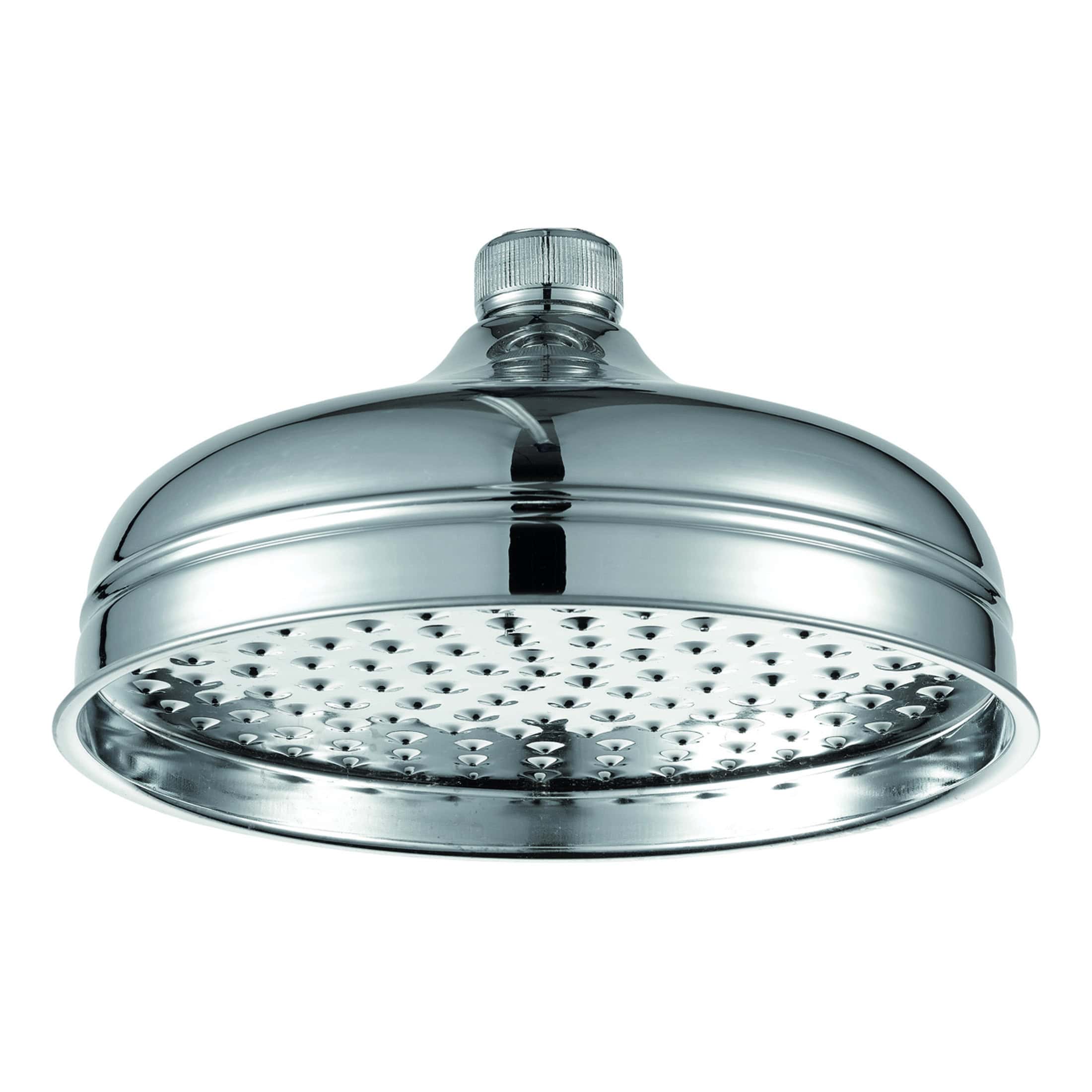 Chrome shower head with adjustable spray settings for a luxurious bathroom experience. Brushed nickel finish for durability and modern style. Ideal for renovation projects seeking quality fixtures.