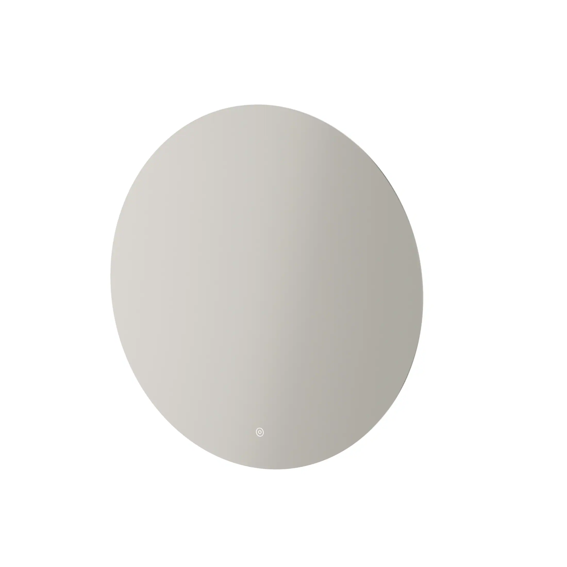 Smooth, minimalist oval mirror with a sleek silver frame, designed for modern bathrooms to enhance space and light, adding contemporary elegance to bathroom decor.
