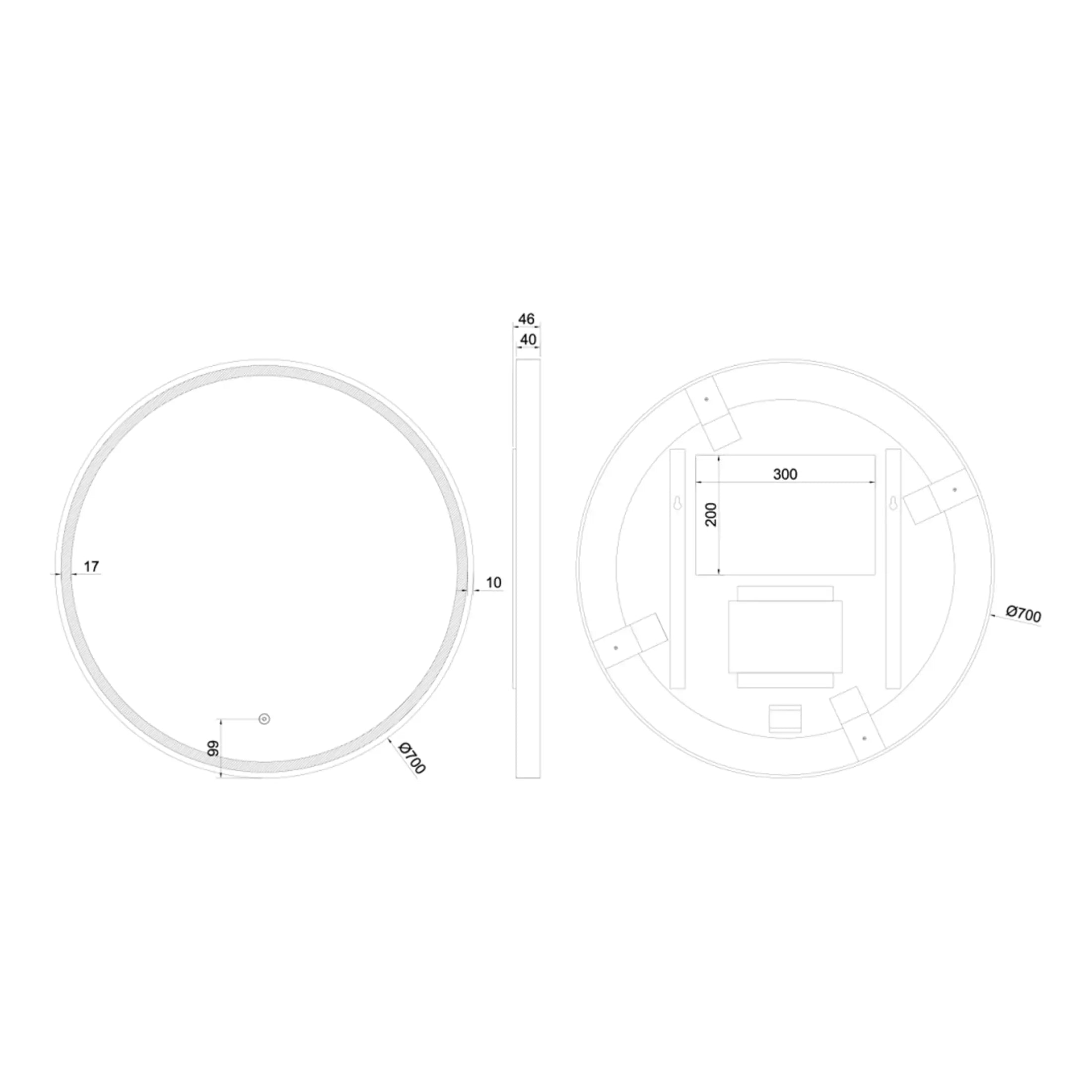 Modern circular bathroom layout design with technical measurements for Bubly Bathrooms. Features detailed sketches of bathroom floor plan and structure, ideal for renovation projects.