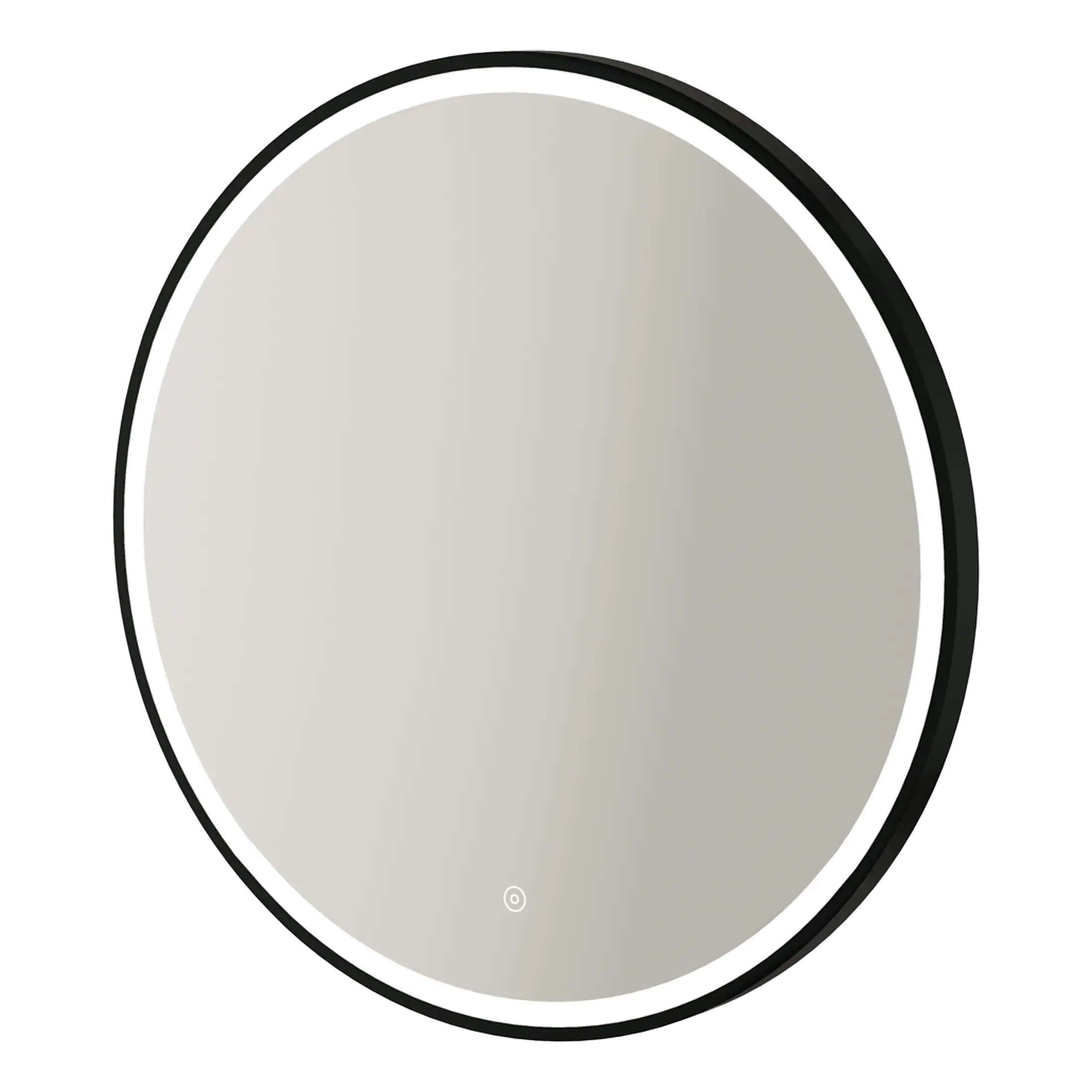 Sleek round wall mirror with illuminated LED border, perfect for modern bathroom décor and enhancing space with a stylish, functional design.