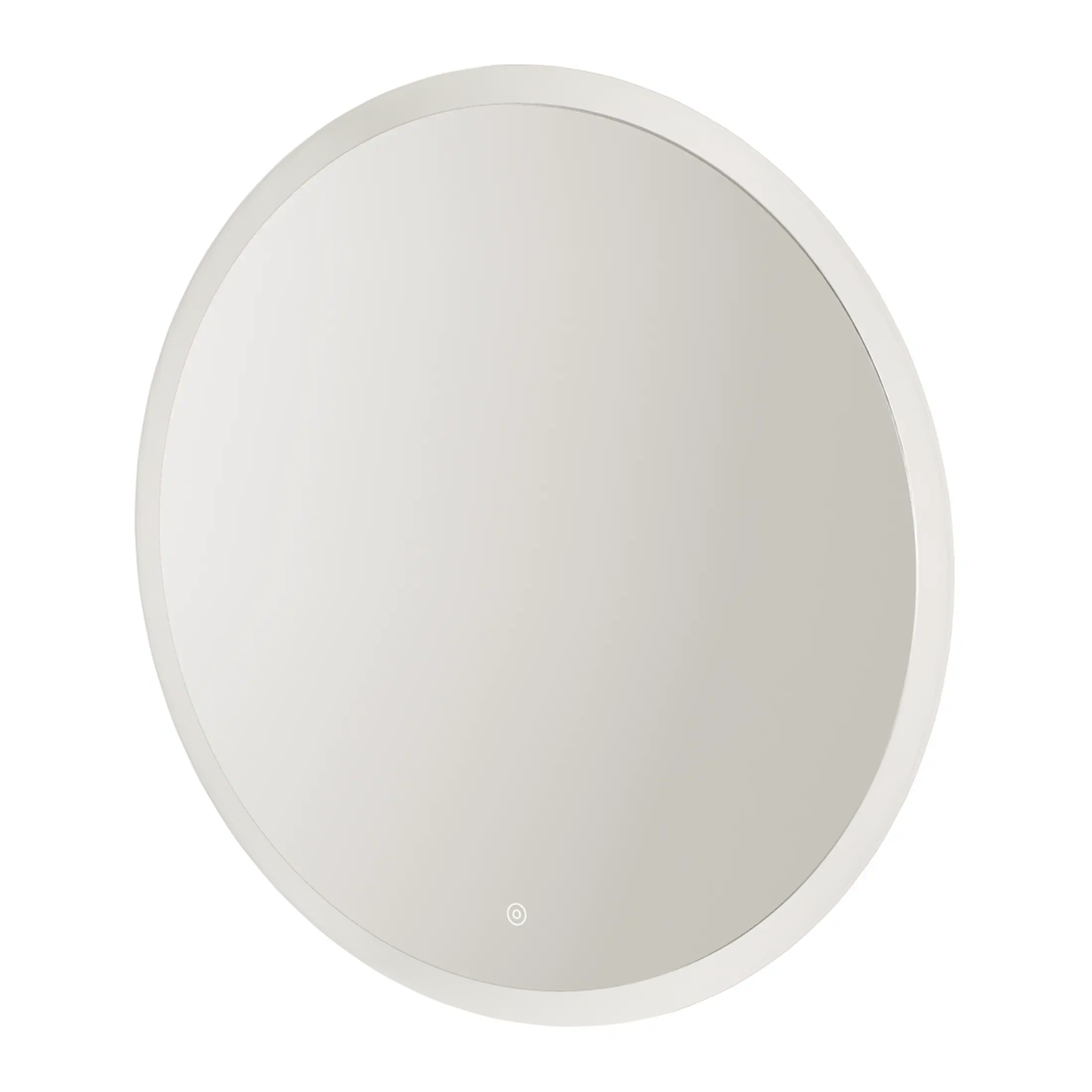Sleek round mirror with LED backlighting, ideal for modern bathrooms, offering stylish decor and functional lighting for bubbles, showers, and vanity areas. Perfect for contemporary bathroom designs.