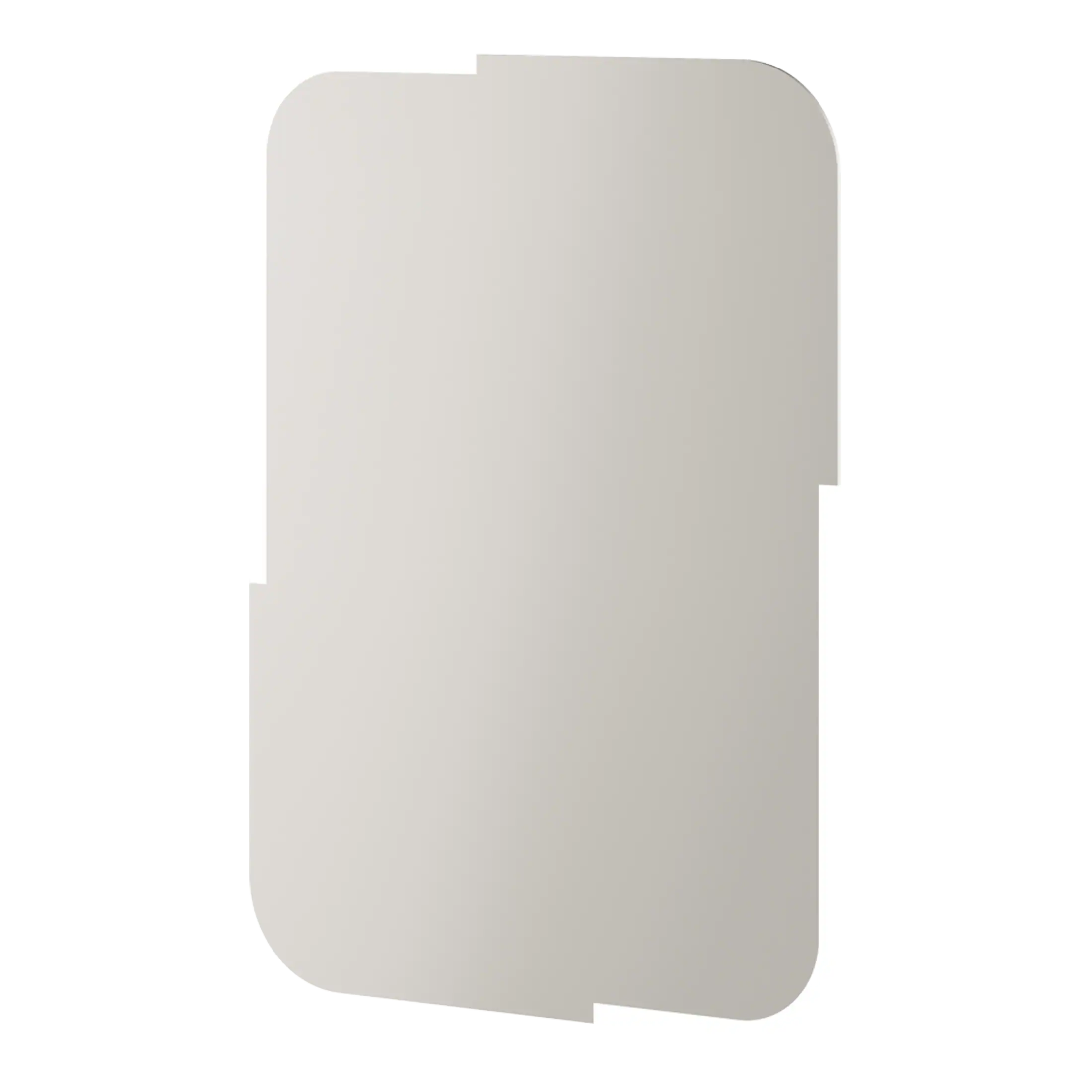 Light grey bathroom mirror with rounded edges for modern bathroom decor, featuring a sleek minimalist design. Perfect for enhancing space and style in contemporary bathrooms.