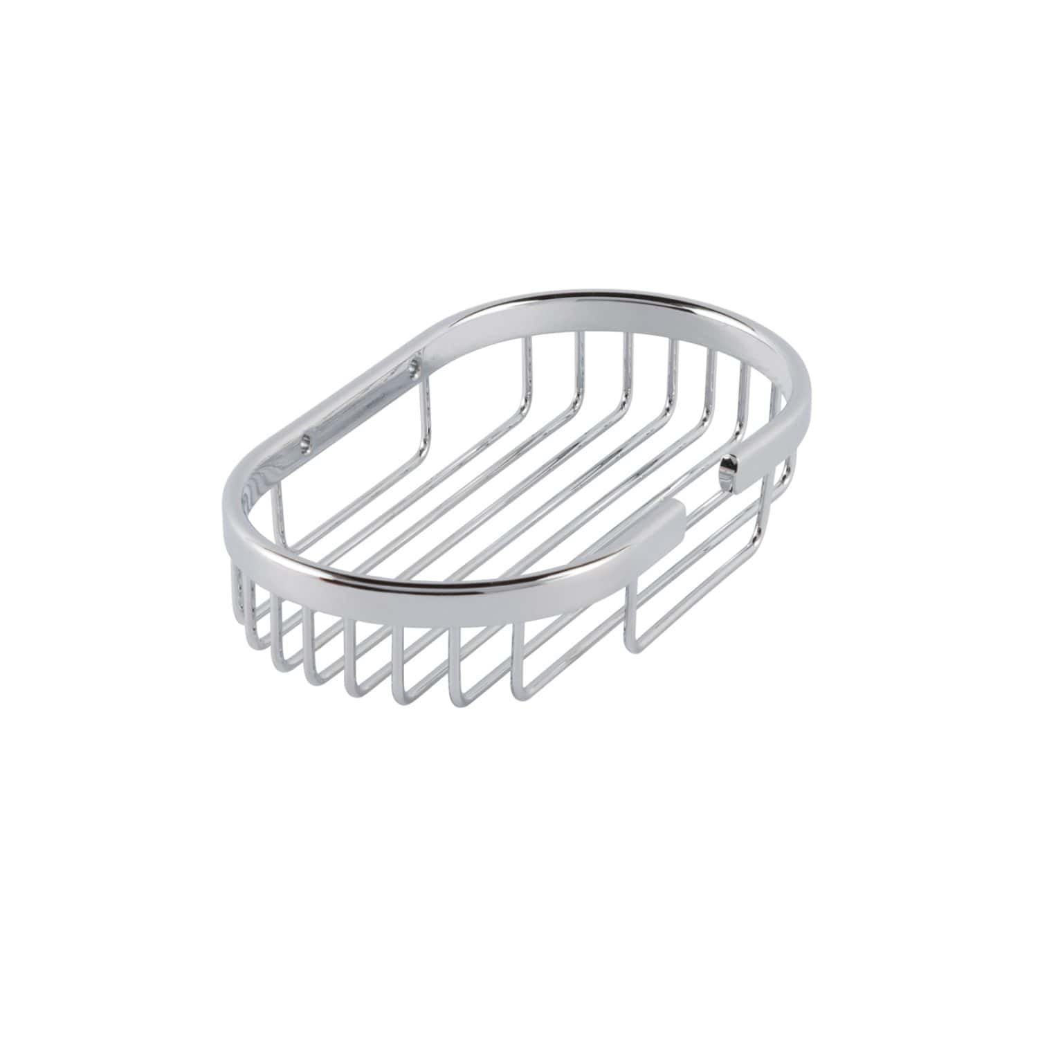 Shower soap dish holder made of chrome-plated metal for easy cleaning and durability, ideal for bathroom storage.