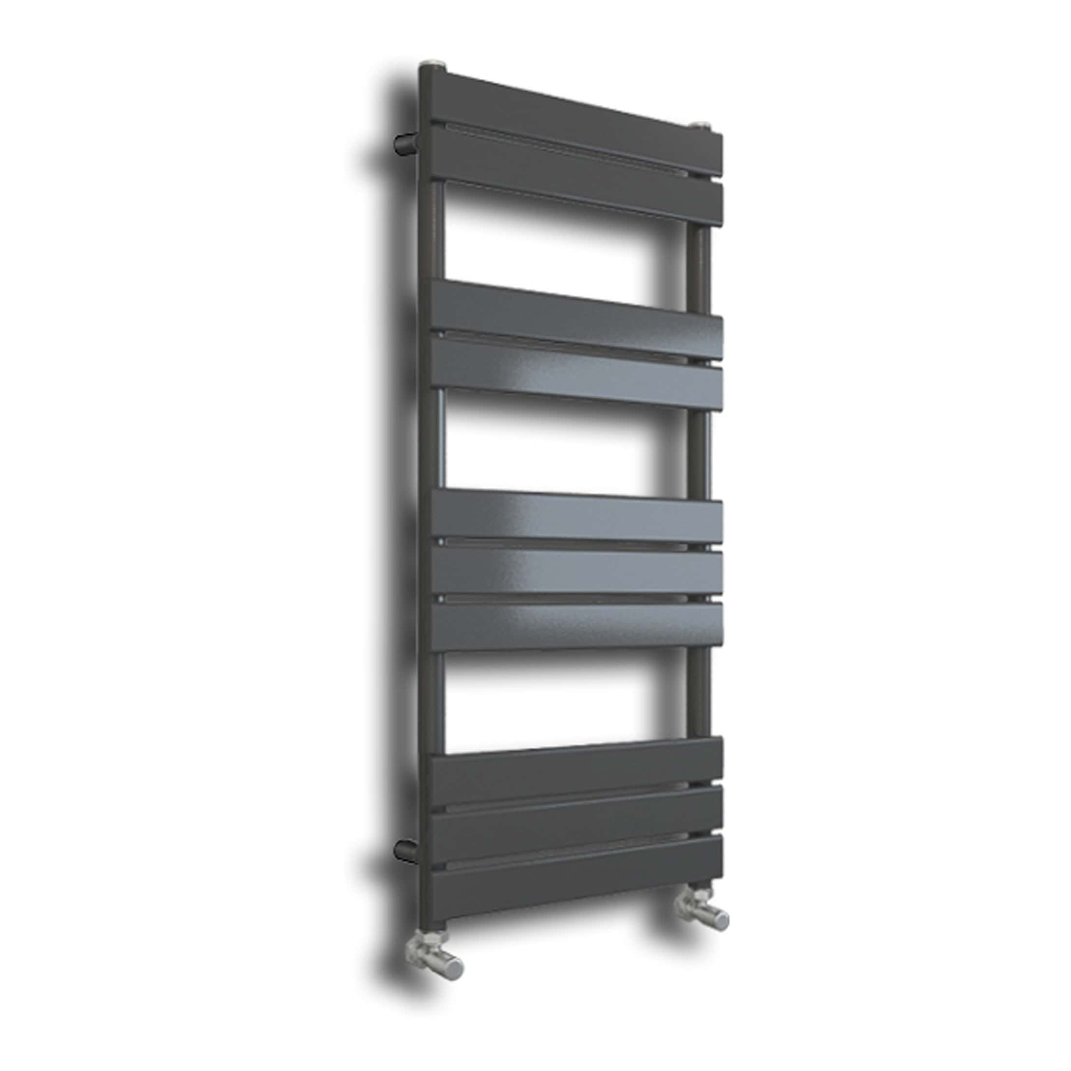 Contemporary grey towel radiator perfect for modern bathrooms, providing efficient heating and sleek design for a stylish, cosy bathroom setting.