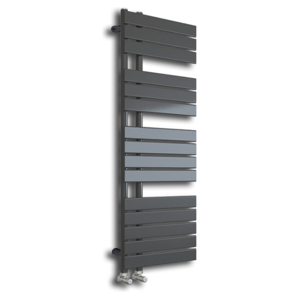 Tailored Wellington Offset Designer Towel Radiator - Anthracite, 1380mm X 500mm - view 1