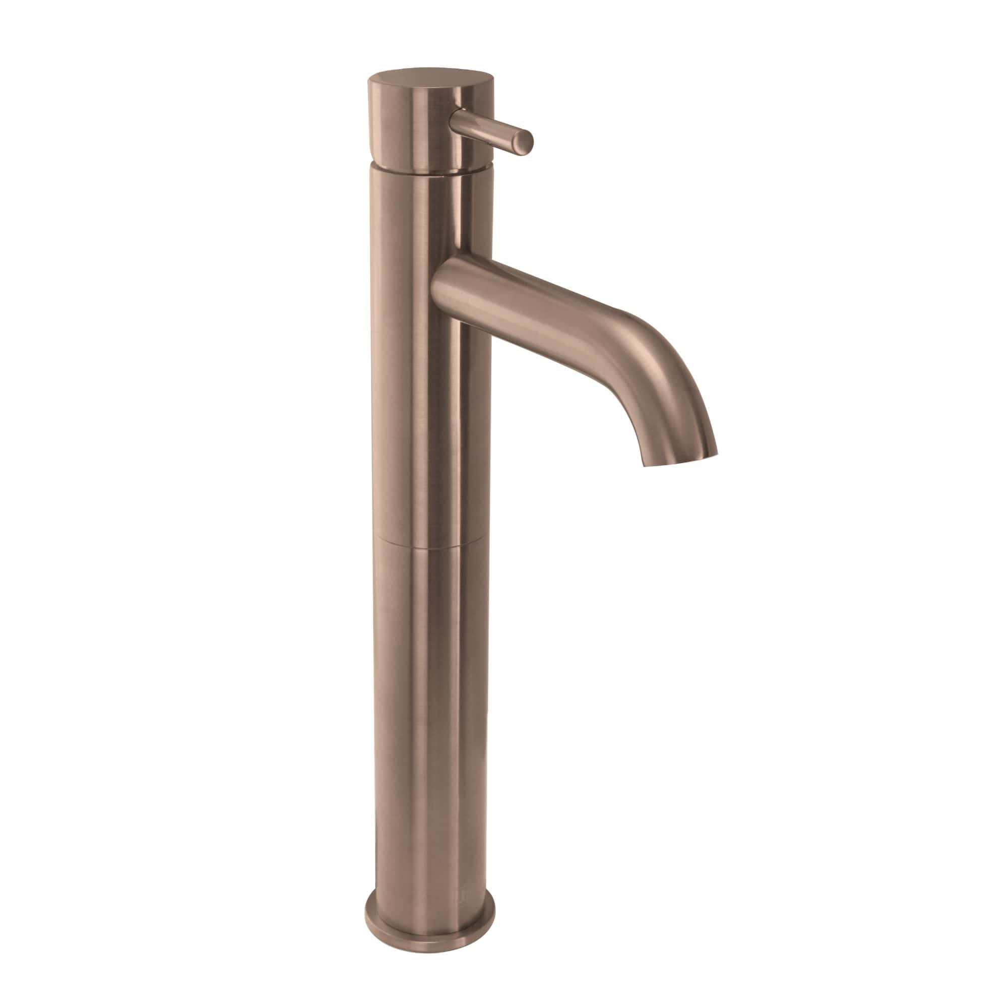 Polished stainless steel freestanding bathroom sink faucet with a modern minimalist design, perfect for contemporary bathroom renovations and high-end interior styles.