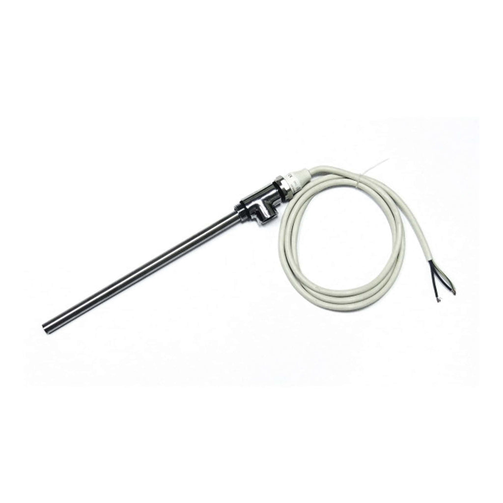 Flexible heating element with stainless steel tube and electrical connection for bathroom appliances.