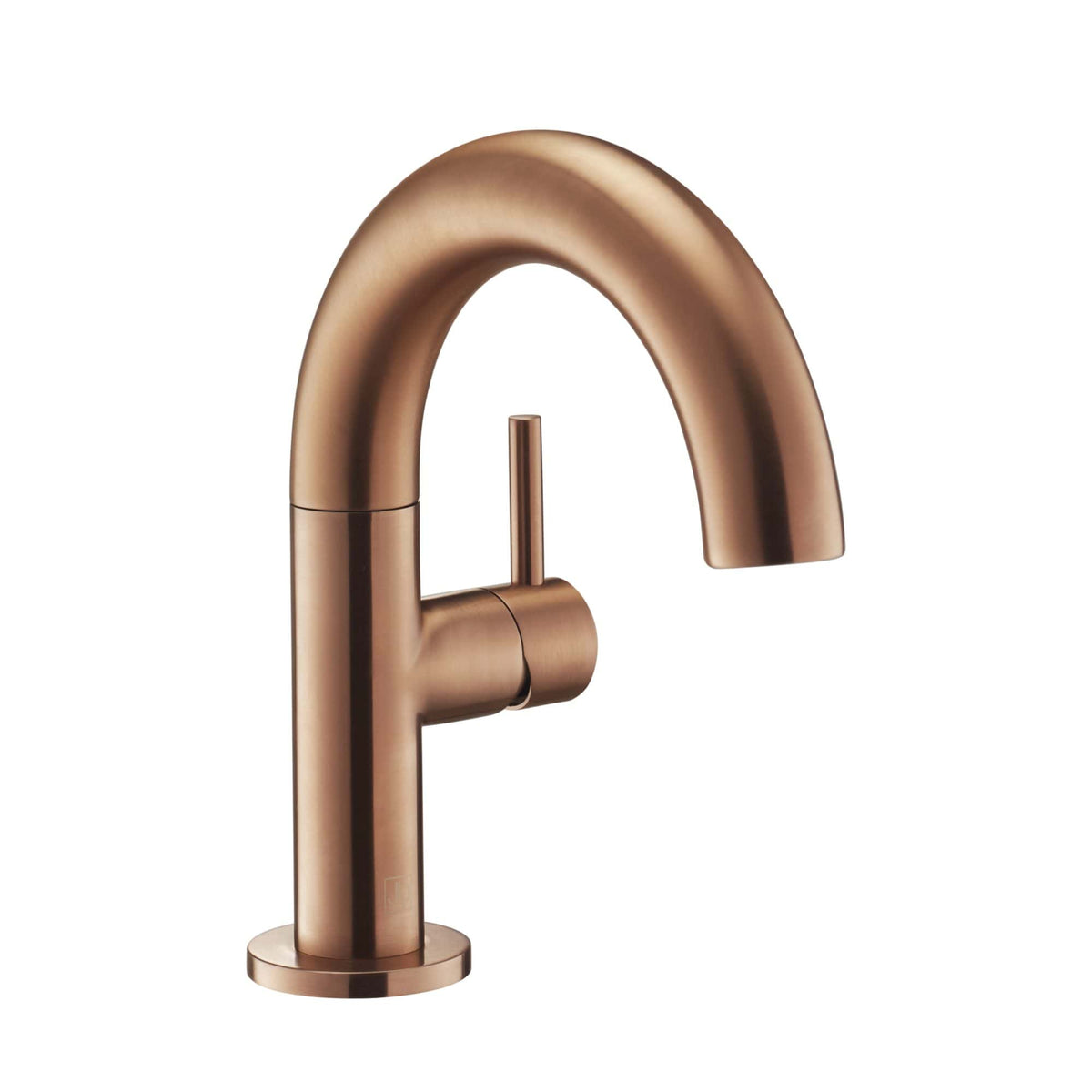 Sleek rose gold kitchen faucet with modern design, ideal for contemporary bathrooms and kitchens, featuring a high-arc spout and single lever for easy water control.