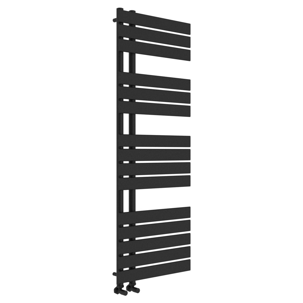 Tailored Wellington Offset Designer Towel Radiator - 1380mm X 500mm - Black - view 1