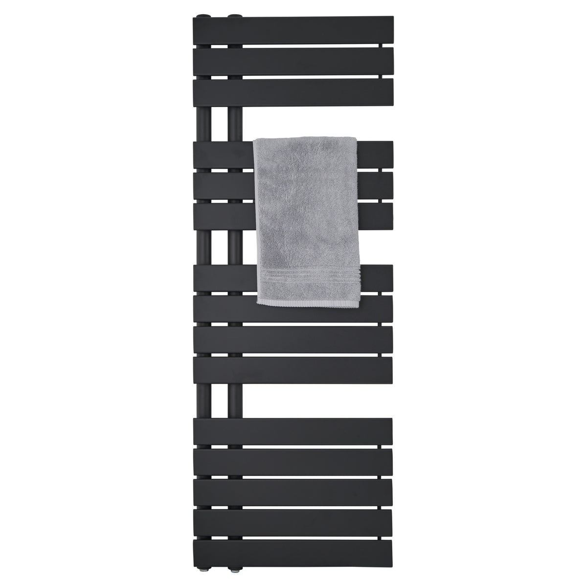 Tailored Wellington Offset Designer Towel Radiator - 1380mm X 500mm - Black - view 2