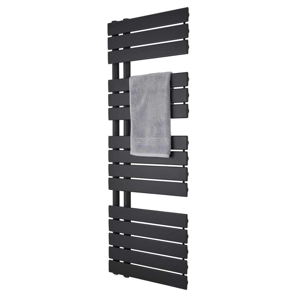 Tailored Wellington Offset Designer Towel Radiator - 1380mm X 500mm - Black - view 3