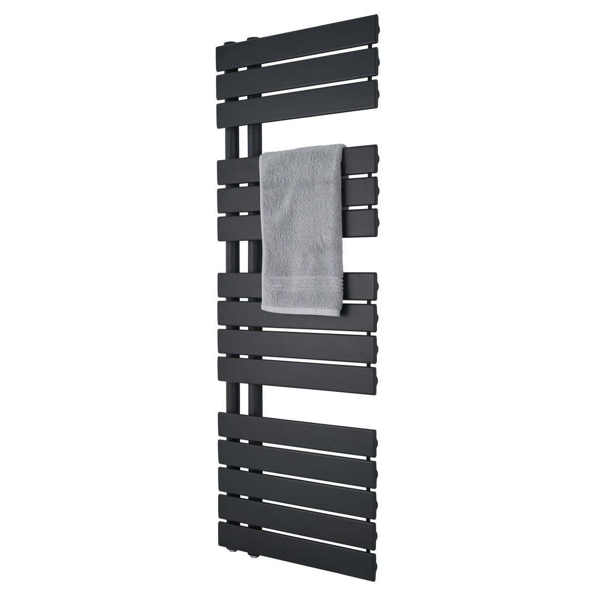 Tailored Wellington Offset Designer Towel Radiator - 1380mm X 500mm - Black - view 3