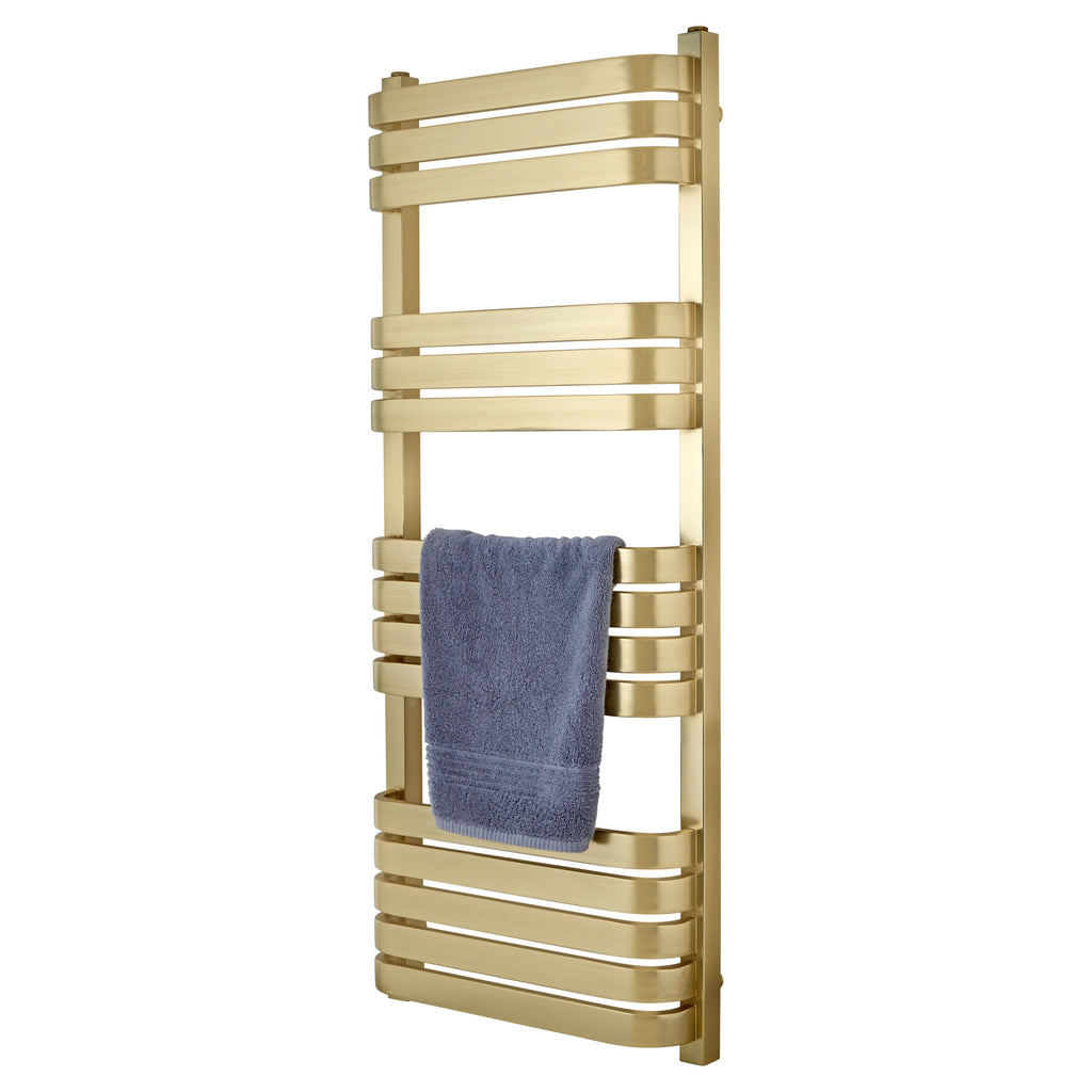 Tailored Auckland Vertical Towel Radiator - 1200mm X 500mm - Brushed Brass - view 2