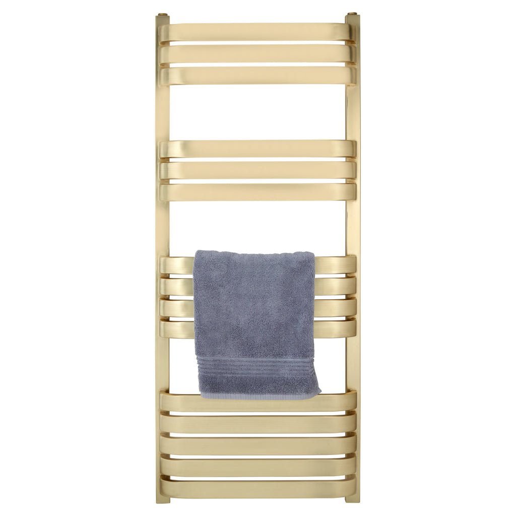 Tailored Auckland Vertical Towel Radiator - 1200mm X 500mm - Brushed Brass - view 4