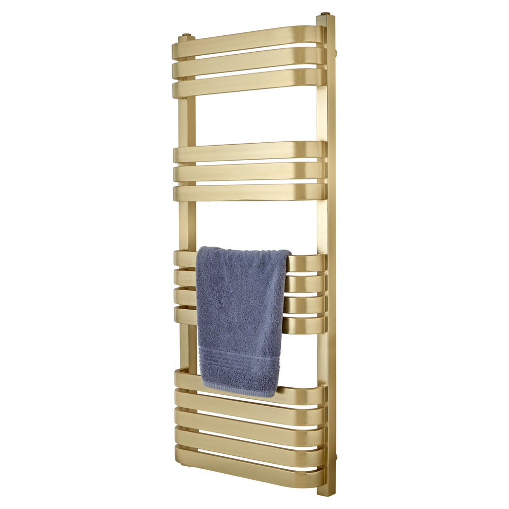 Tailored Auckland Vertical Towel Radiator - 1200mm X 500mm - Brushed Brass - view 5