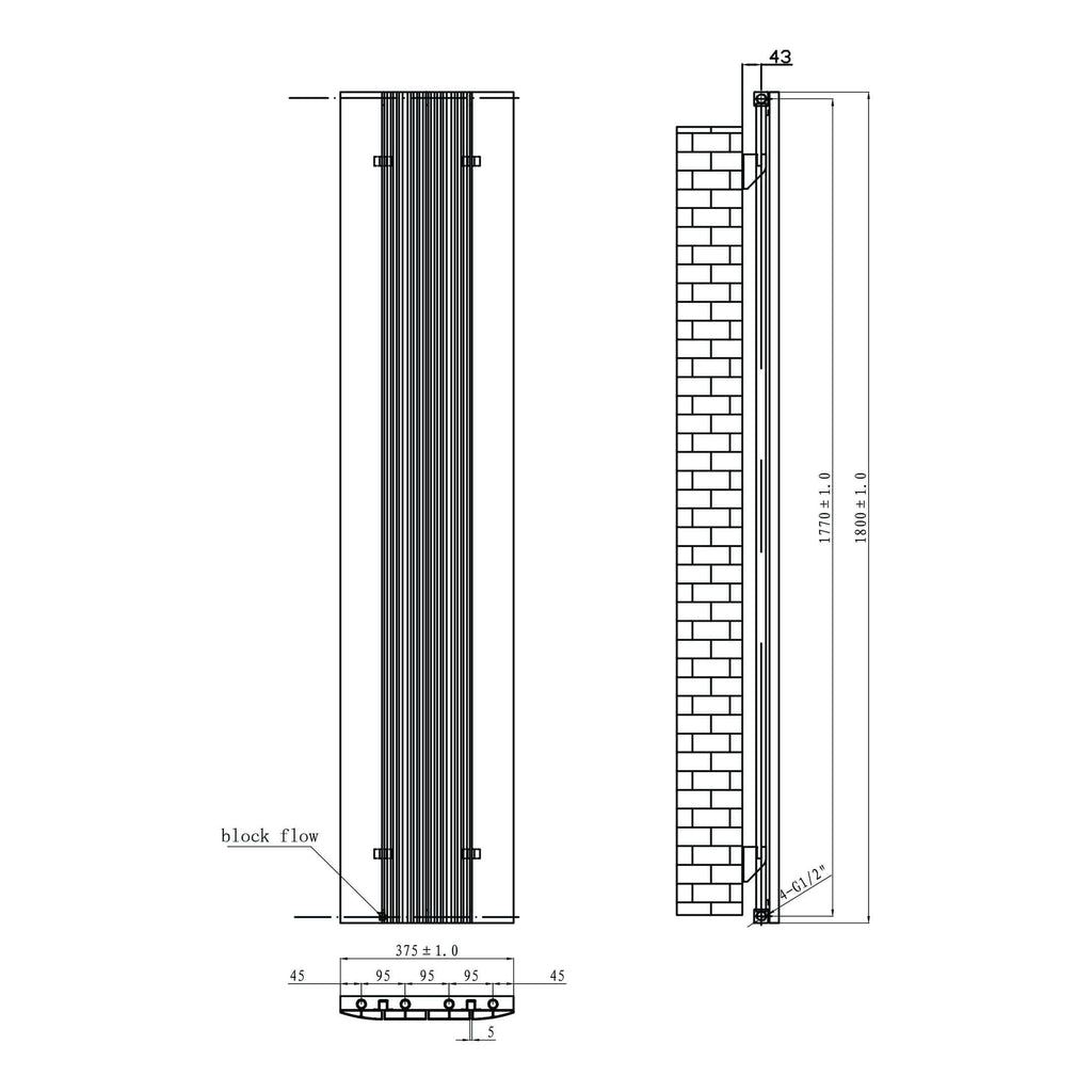 High-quality modern shower enclosure design with detailed technical blueprint, including measurements and construction specifications for custom bathroom renovations.