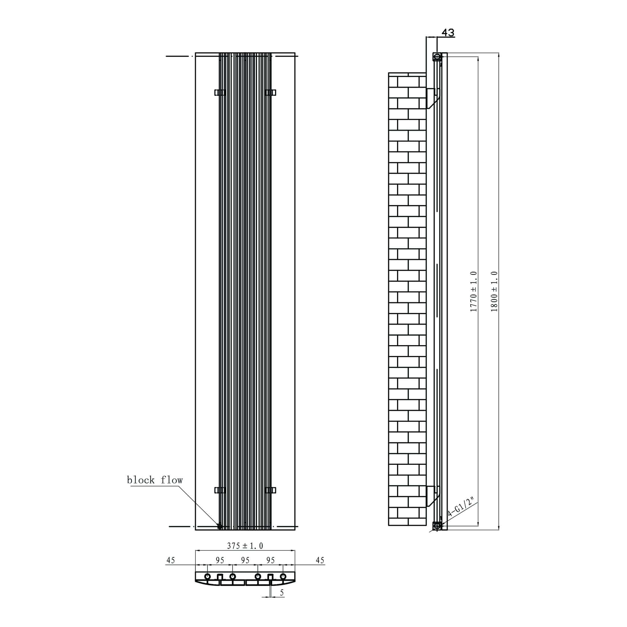 High-quality modern shower enclosure design with detailed technical blueprint, including measurements and construction specifications for custom bathroom renovations.