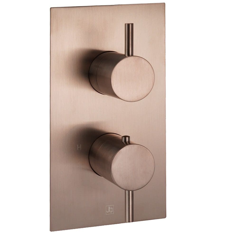 Chrome bathroom shower control valve, modern brushed nickel finish, wall-mounted thermostatic mixer, perfect for contemporary Bubly Bathrooms.