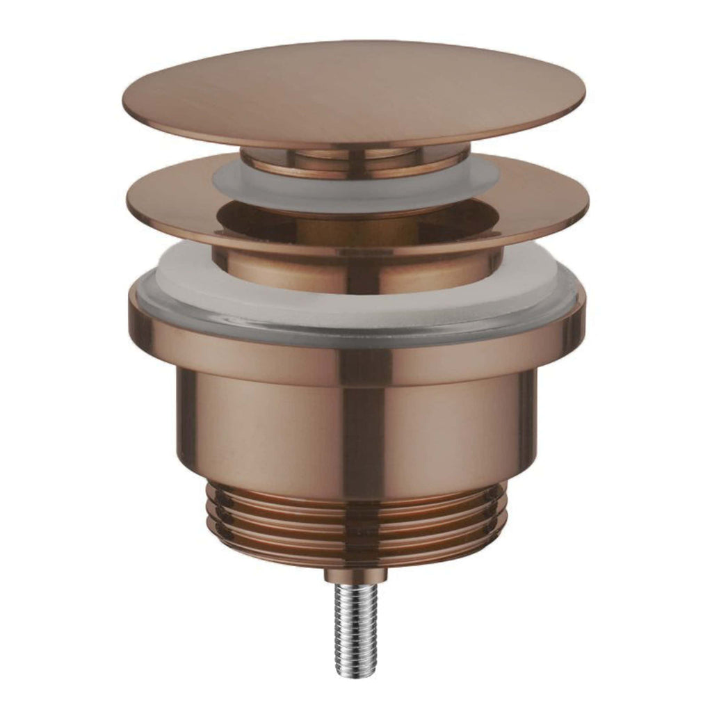 Shower drain assembly in brushed bronze finish with multiple adjustable covers, designed for modern bathroom drainage solutions.