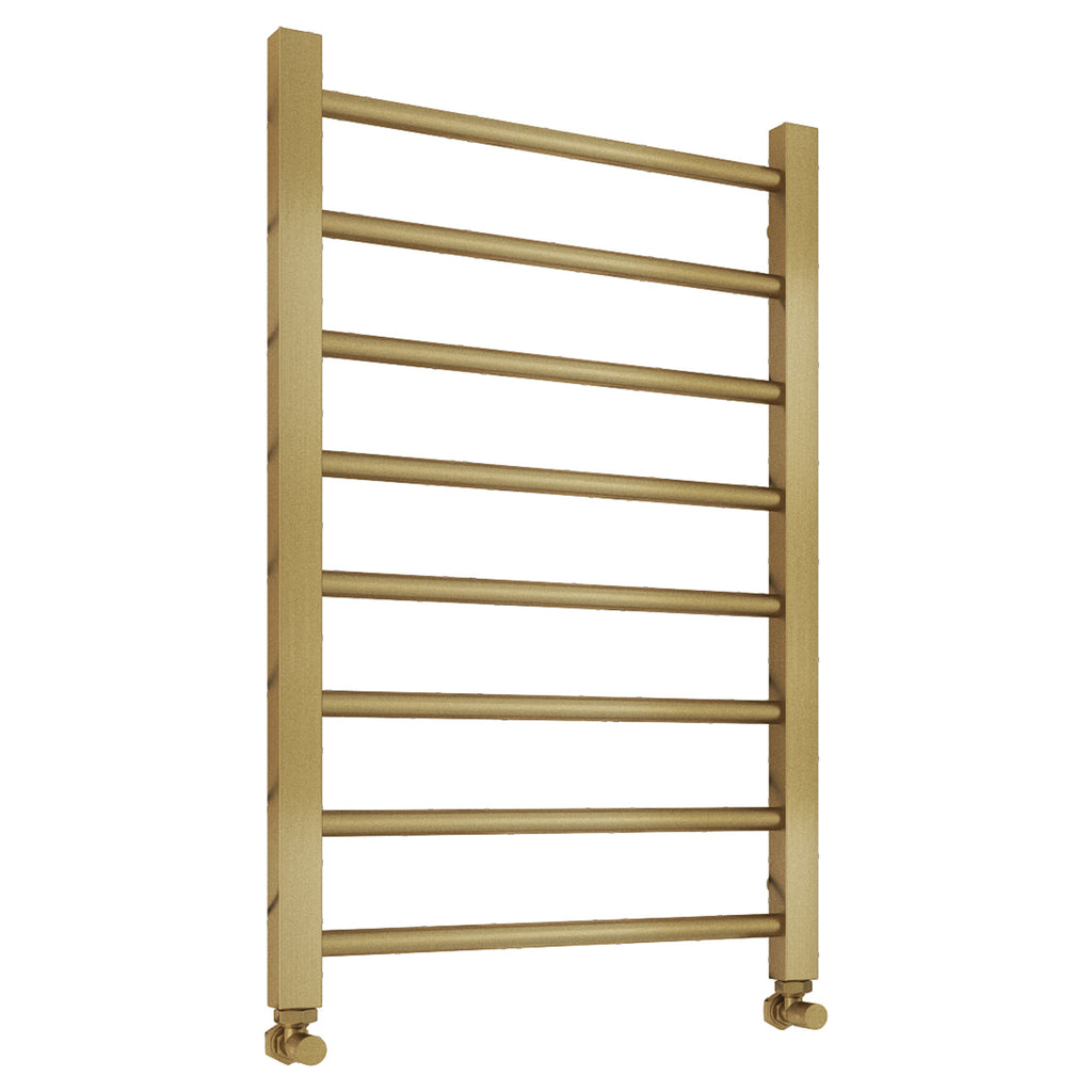 Tailored Sanson Ladder Vertical Heated Towel Rail - Brushed Brass, 8000mm X 500mm - view 1