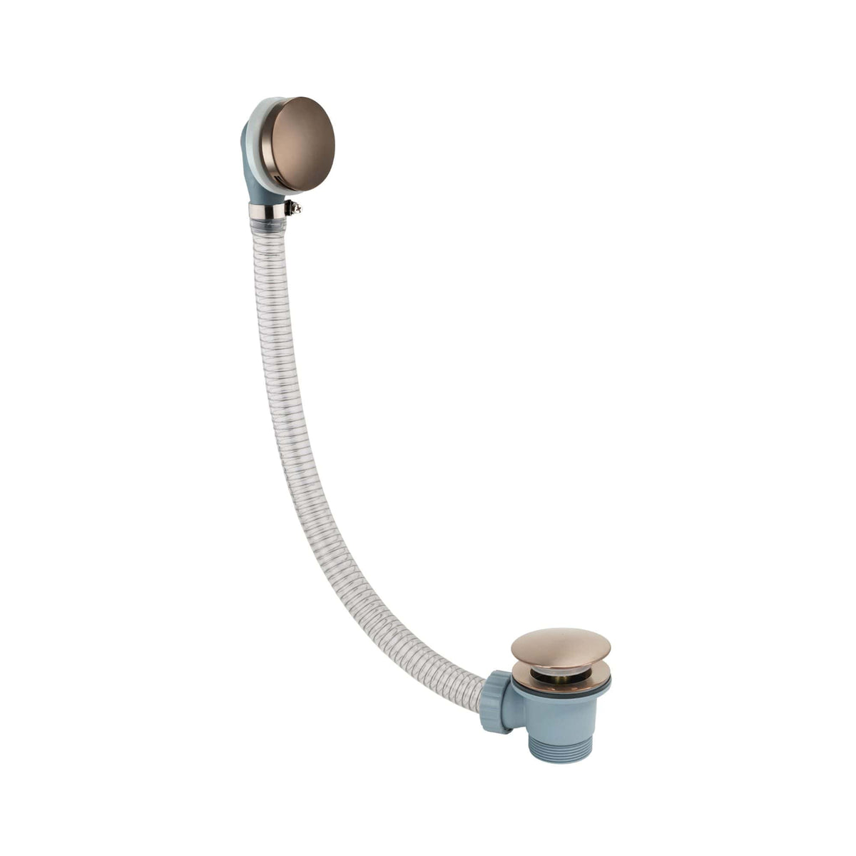 Flexible bathroom sink drain pipe with a bronze finish, designed for efficient water drainage and easy installation. Ideal for modern bathroom fixtures and high-quality plumbing repairs.