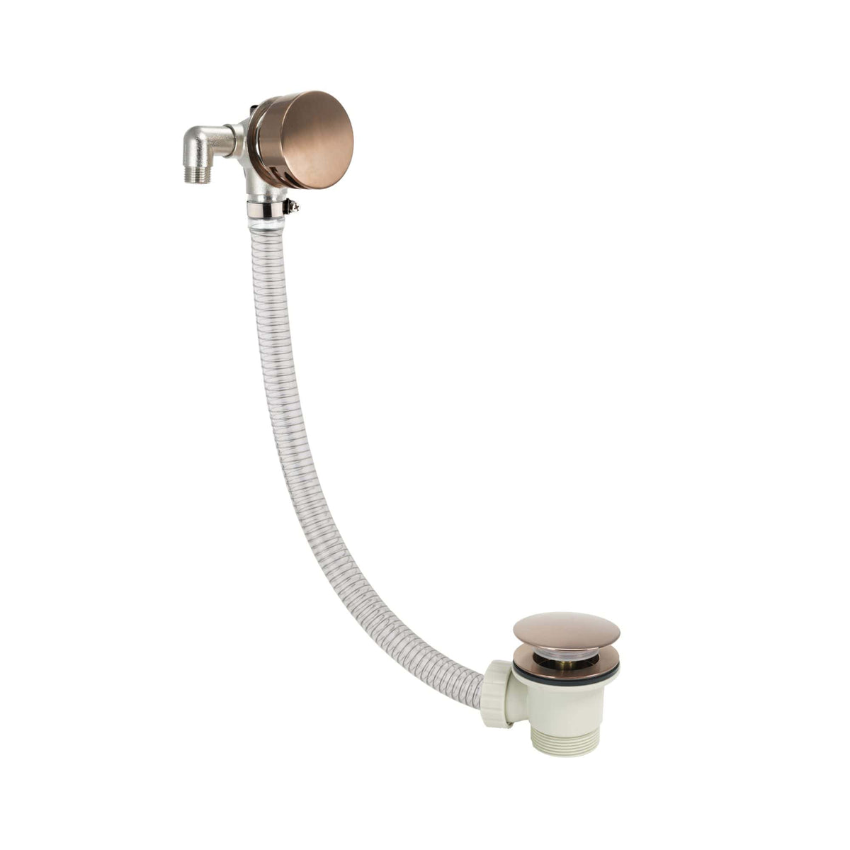Flexible chrome bathroom sink waste drain with pop-up cover and drain stopper. Ideal for modern bathroom basins, combining functionality and sleek design for optimal waste disposal and easy maintenance.