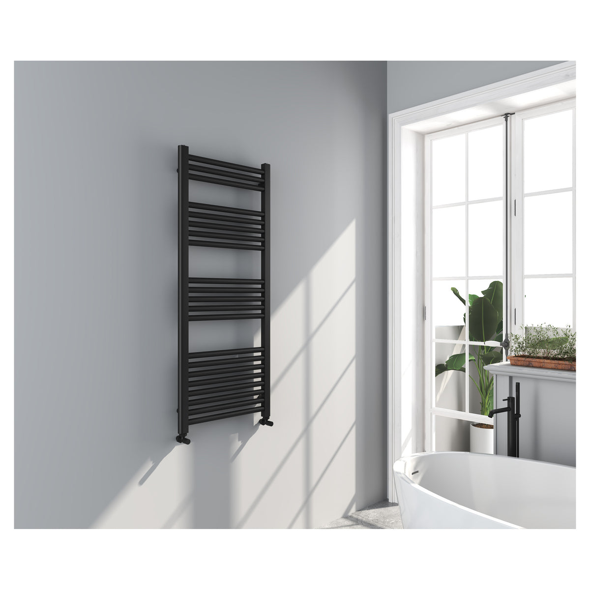 Tailored Omata 1200x500mm Towel Rail, Black