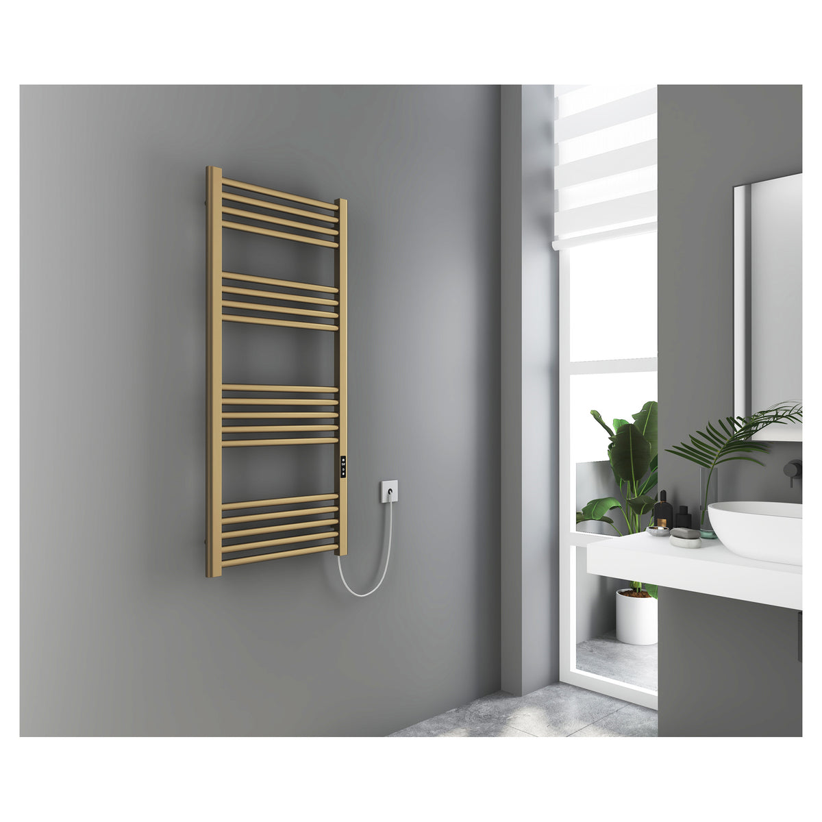 Tailored Paloma Electric Heater Brushed Brass - 1200 x 500mm