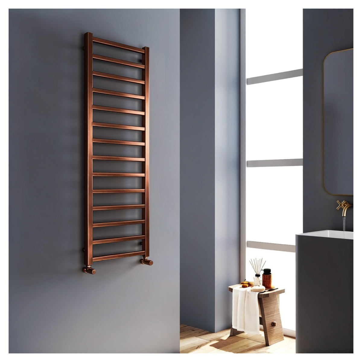 Tailored Levin Square Towel Radiator Brushed Bronze - 1400 x 500mm