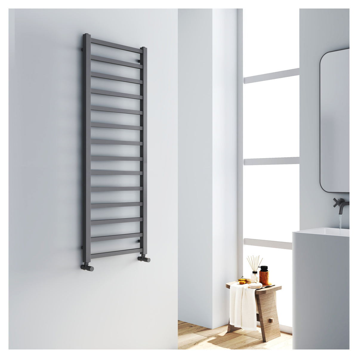 Tailored Levin Square Towel Radiator Gunmetal - 1400 x 500mm