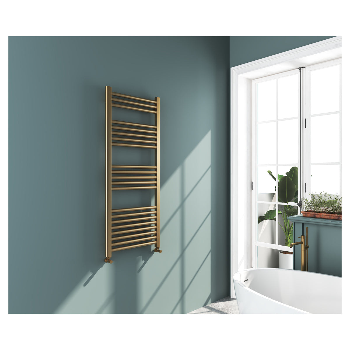 Tailored Omata 1200x600mm Towel Rail, Brushed Brass