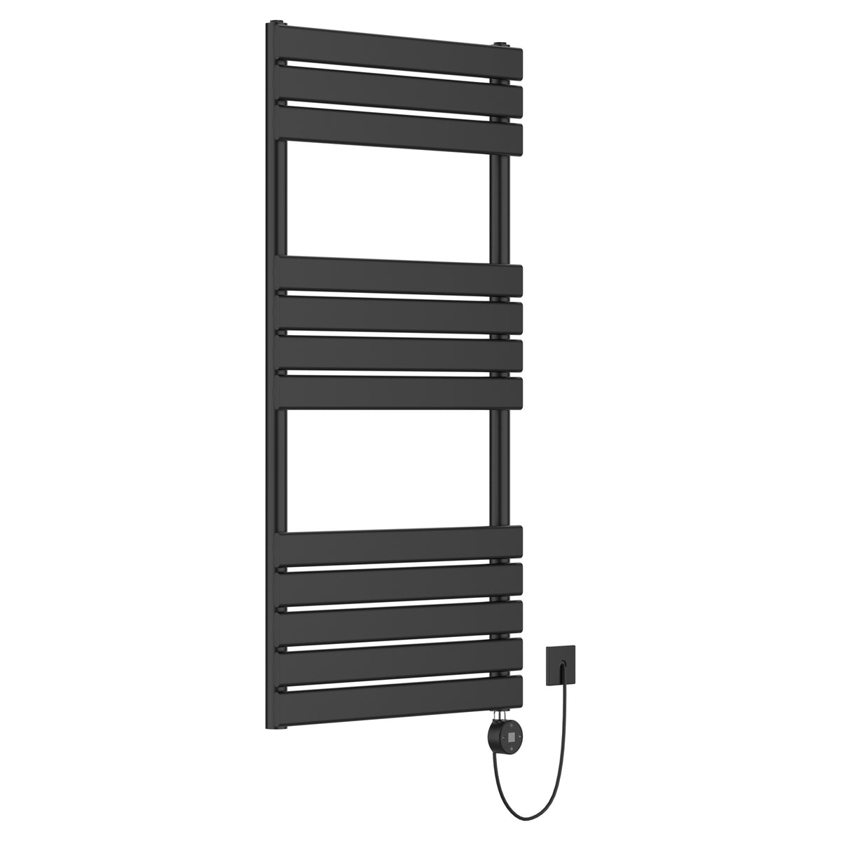 Tailored Queenstown Electric Pre - Filled Towel Rail with Thermo Element 1200 x 450mm - Matte Black