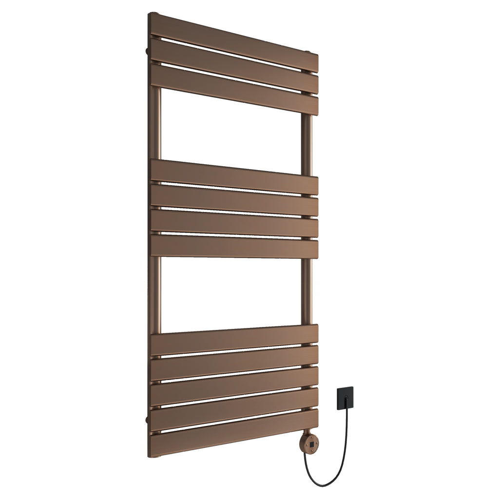 Tailored Queenstown Electric Pre - Filled Towel Rail with Thermo Element 1200 x 450mm, Brushed Bronze