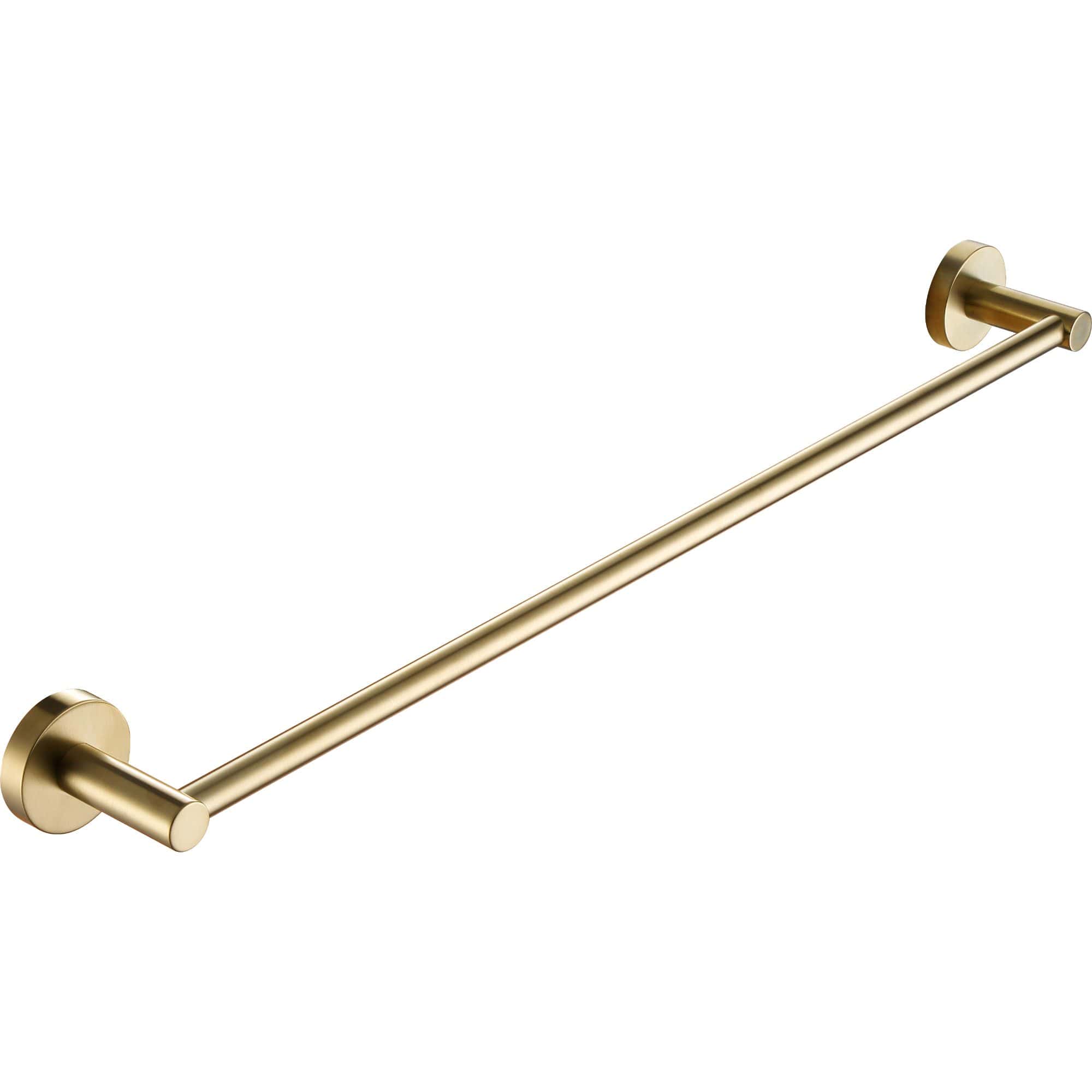 Brushed gold bathroom towel rail ideal for modern bathrooms, providing stylish towel storage and organisation. Durable, sleek design complements contemporary bathroom decor, enhancing functionality and elegance.