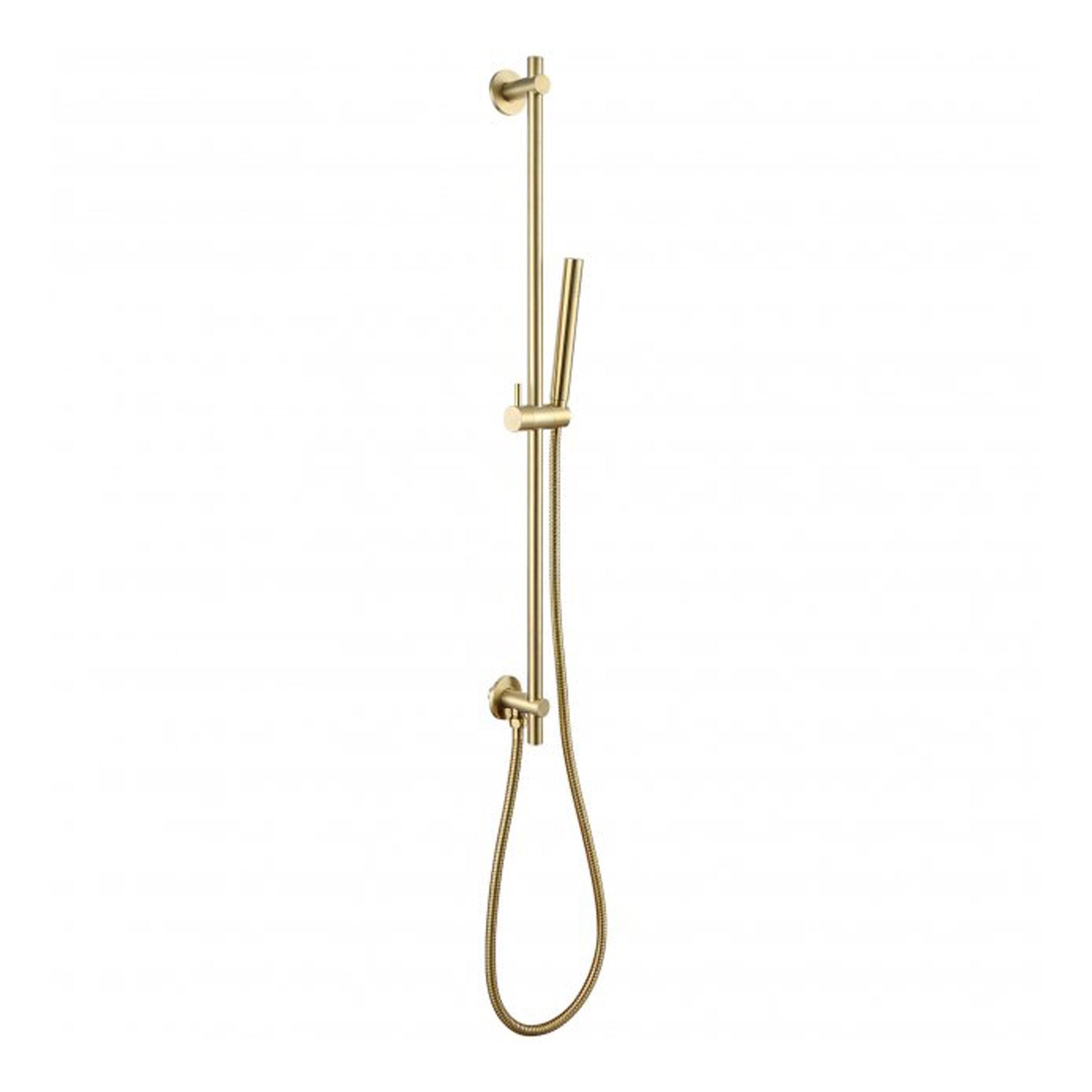 Brass bathroom shower system with adjustable handheld and overhead shower, elegant modern design, perfect for luxury bathrooms.