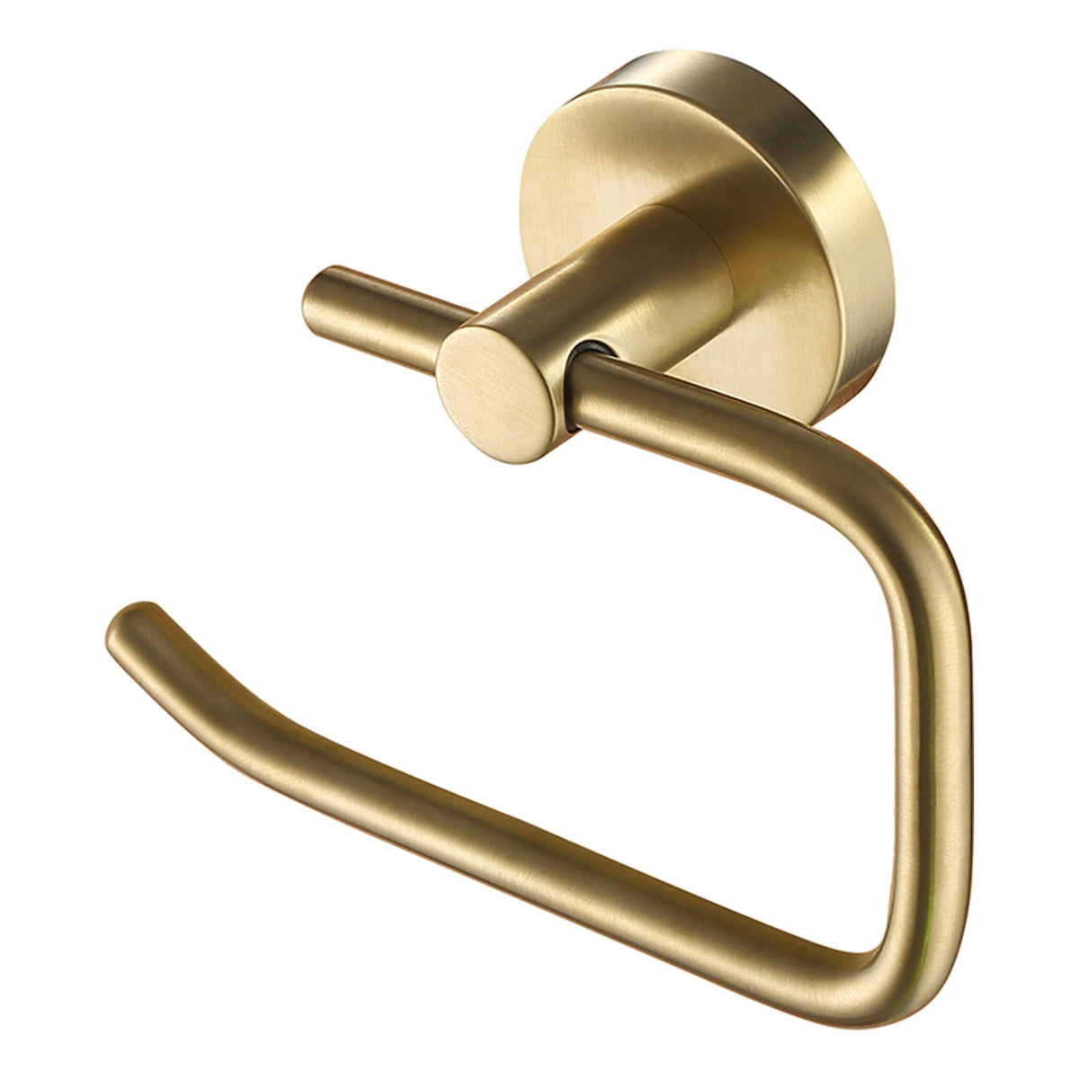 Shiny gold bathroom towel holder with modern design, wall-mounted fixture for elegant bathroom decor. Perfect for organising towels in contemporary bathroom settings.