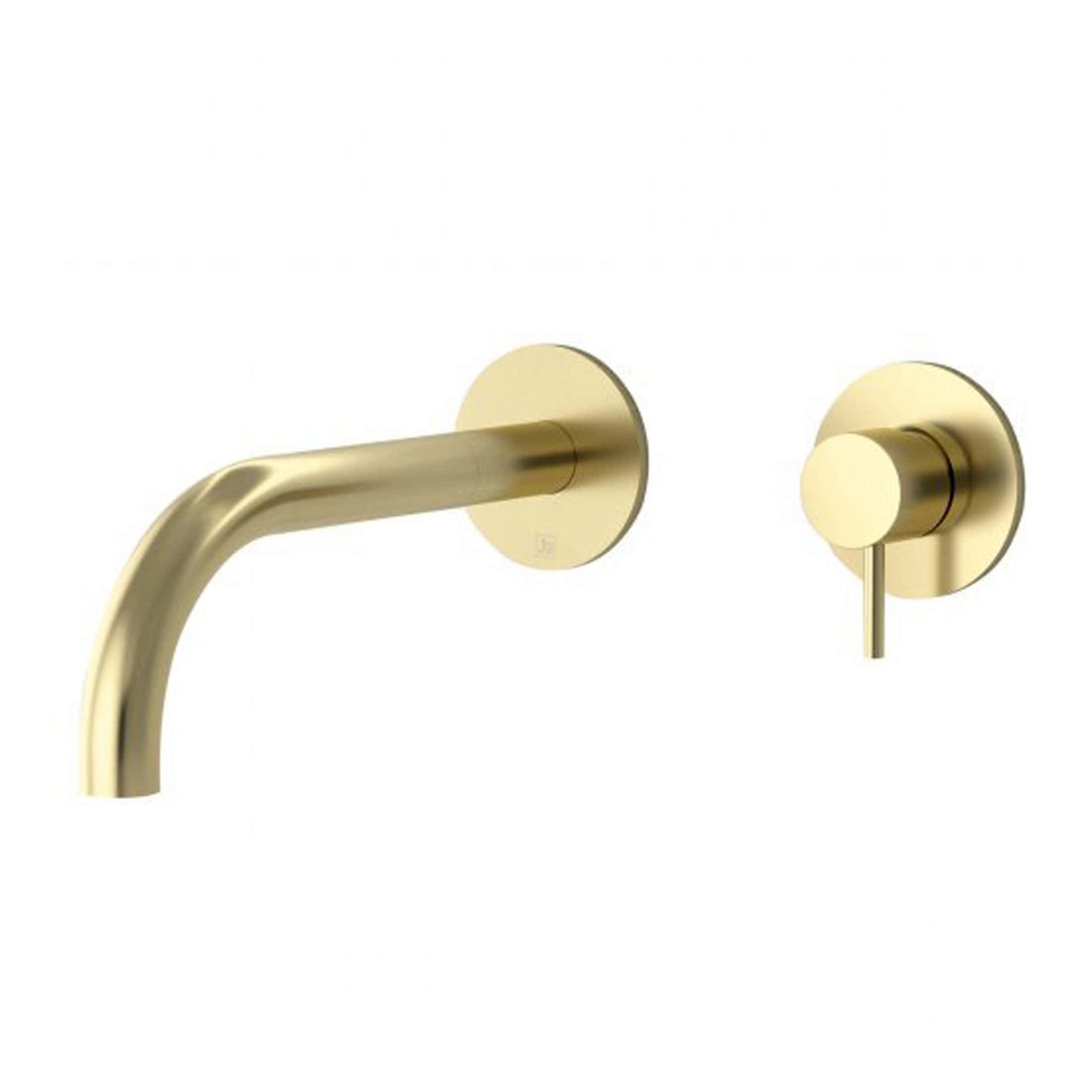 Sleek gold bathroom tap and control handle set for modern Bubly bathrooms, featuring minimalist design and high-quality finish. Perfect for stylish bathroom vanity or sink installations.