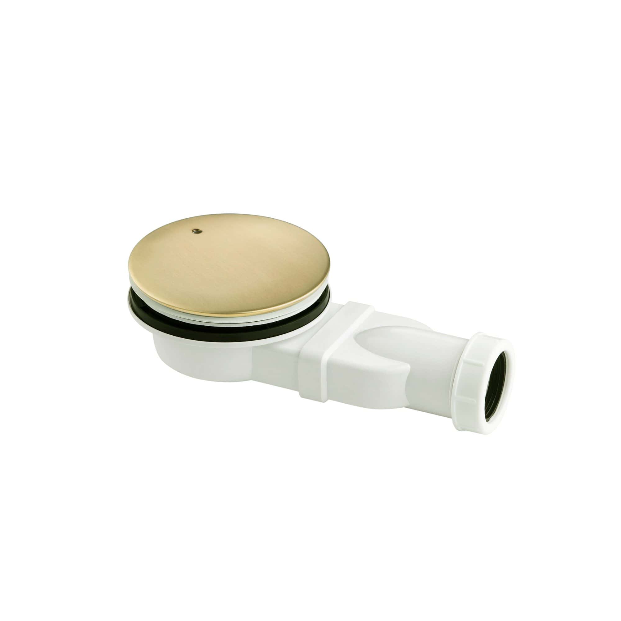 High-quality white bathroom waste trap with brass cover, designed for sink drainage, preventing odours, easy to install, and durable plumbing solution for modern bathrooms.