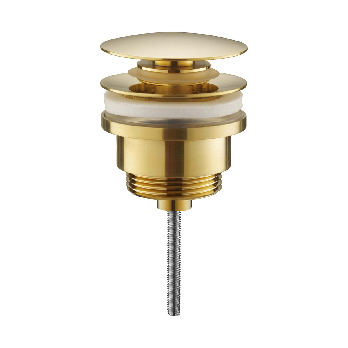 Shower drain assembly with a gold finish, featuring multiple drain covers and a rubber gasket for a sleek, modern Bubbly Bathrooms design. Perfect for luxury bathroom upgrades.