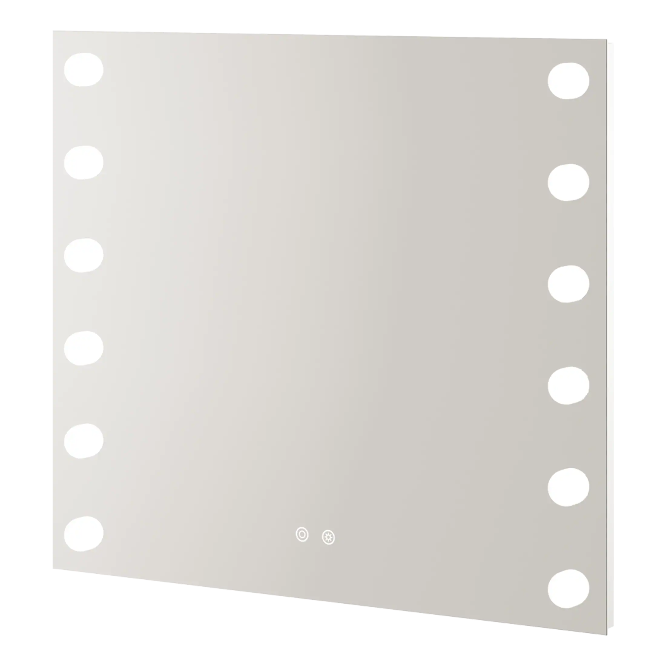 LED illuminated vanity mirror with adjustable brightness, modern bathroom lighting fixture, versatile for skincare and grooming, sleek design from Bubly Bathrooms.