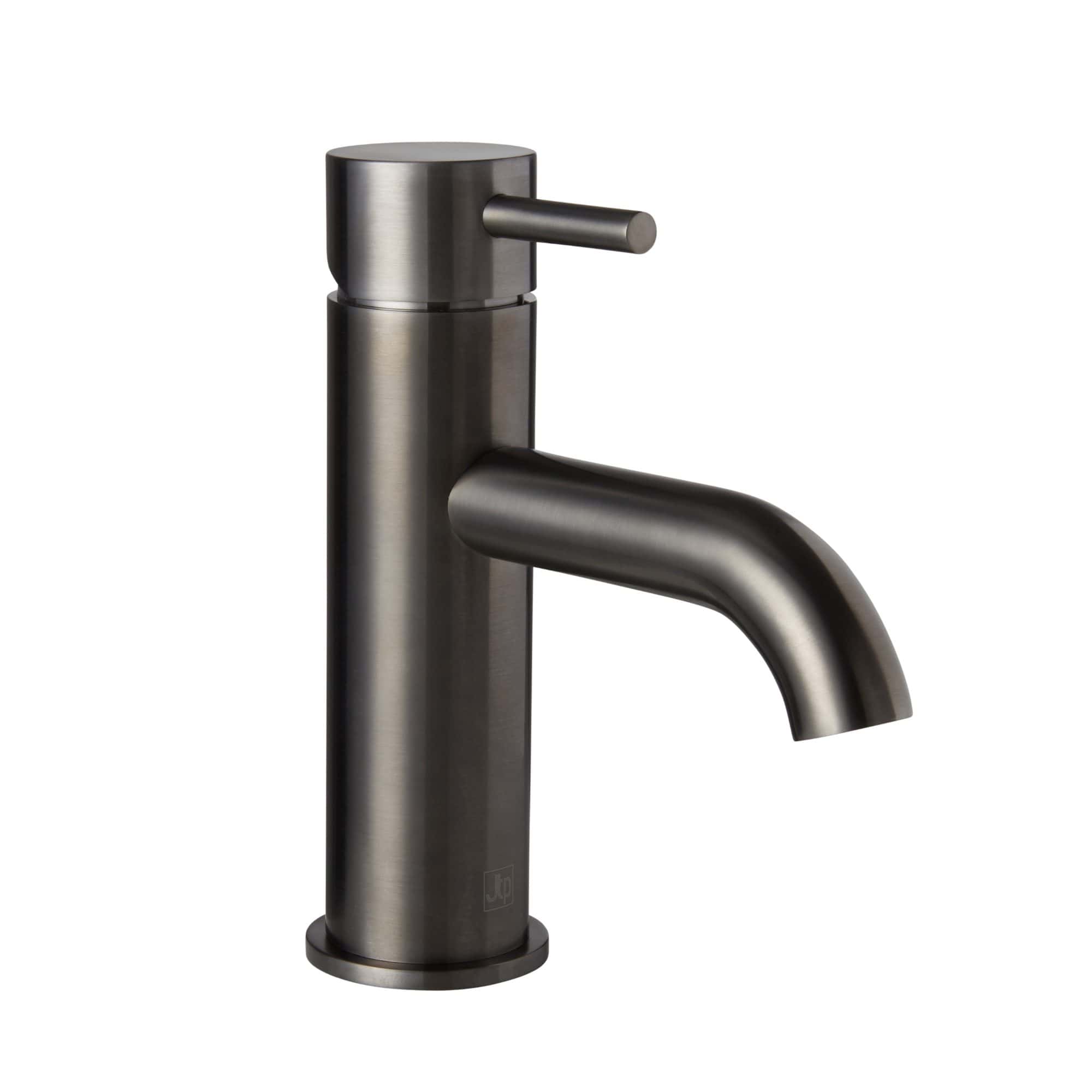 Stainless steel bathroom sink tap with modern design and single lever for water control, ideal for contemporary bathroom bathrooms.