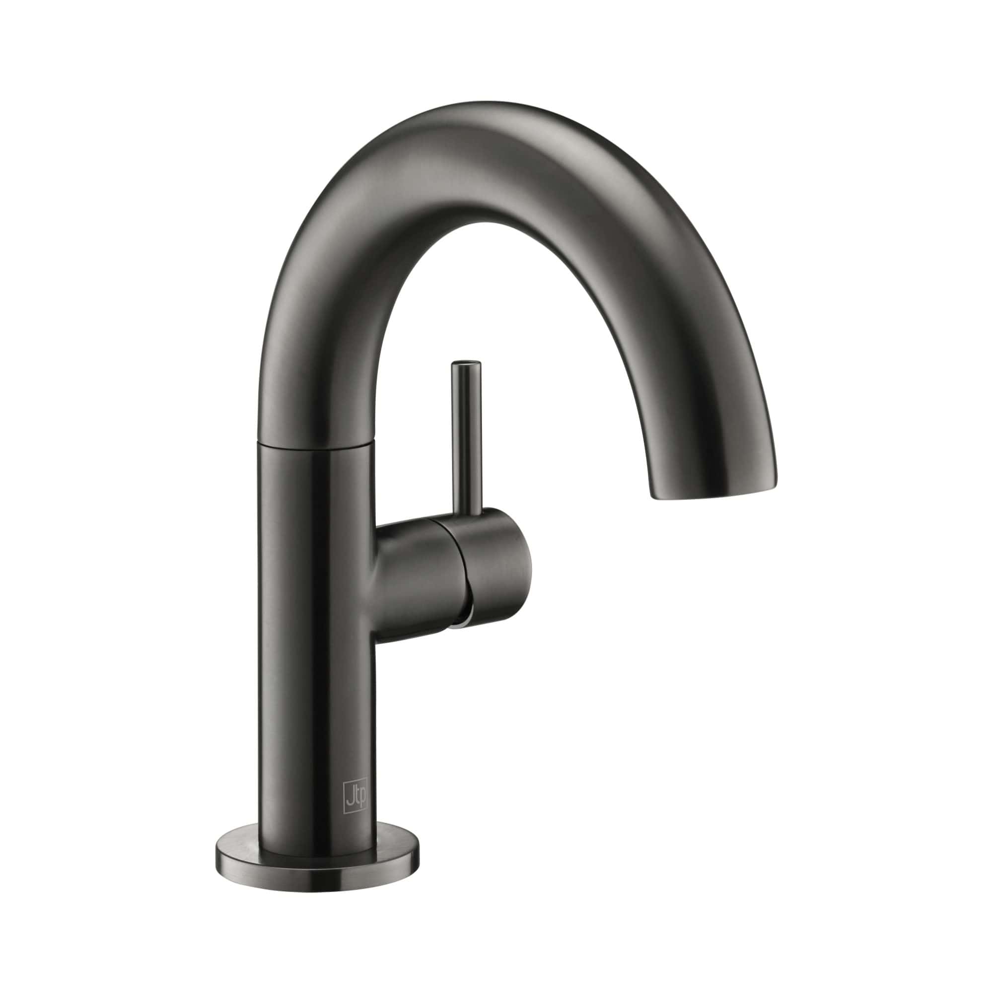 Sleek black kitchen tap with modern design, single lever control, and high-arc spout for washing and filling; ideal for contemporary bathroom or kitchen renovation.