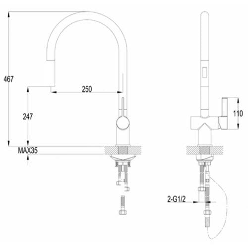 Modern kitchen faucet with sleek design, durable chrome finish, and easy installation – ideal for contemporary bathrooms and kitchens.