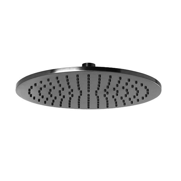 Sleek black round rain shower head for modern Bubly bathrooms, offering a luxurious shower experience with even water distribution, perfect for stylish ensuite or family bathrooms.