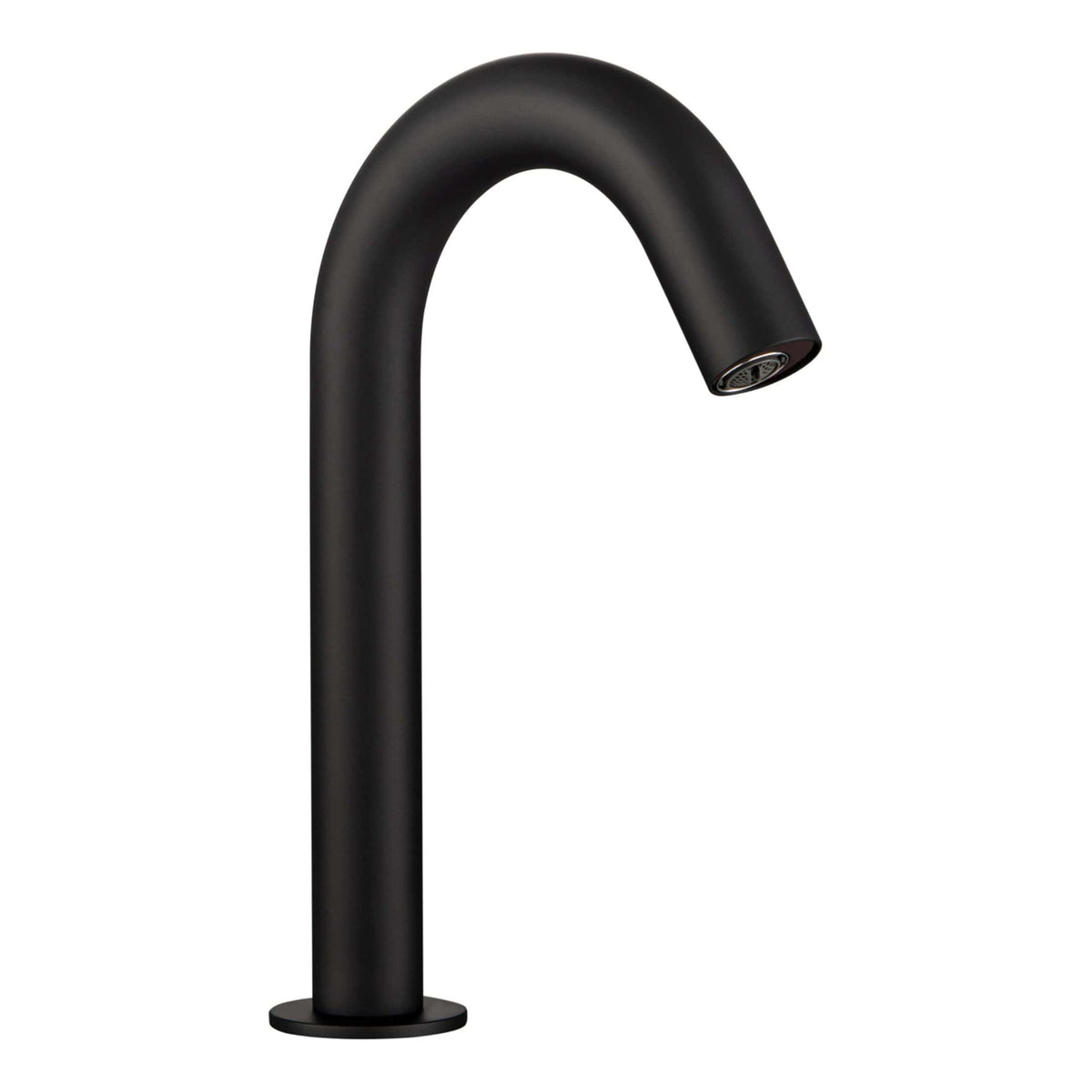 Black modern bathroom tap with sleek, minimalist design perfect for contemporary bathroom sinks. Featuring a high-arc spout and matte finish for a stylish, functional addition.